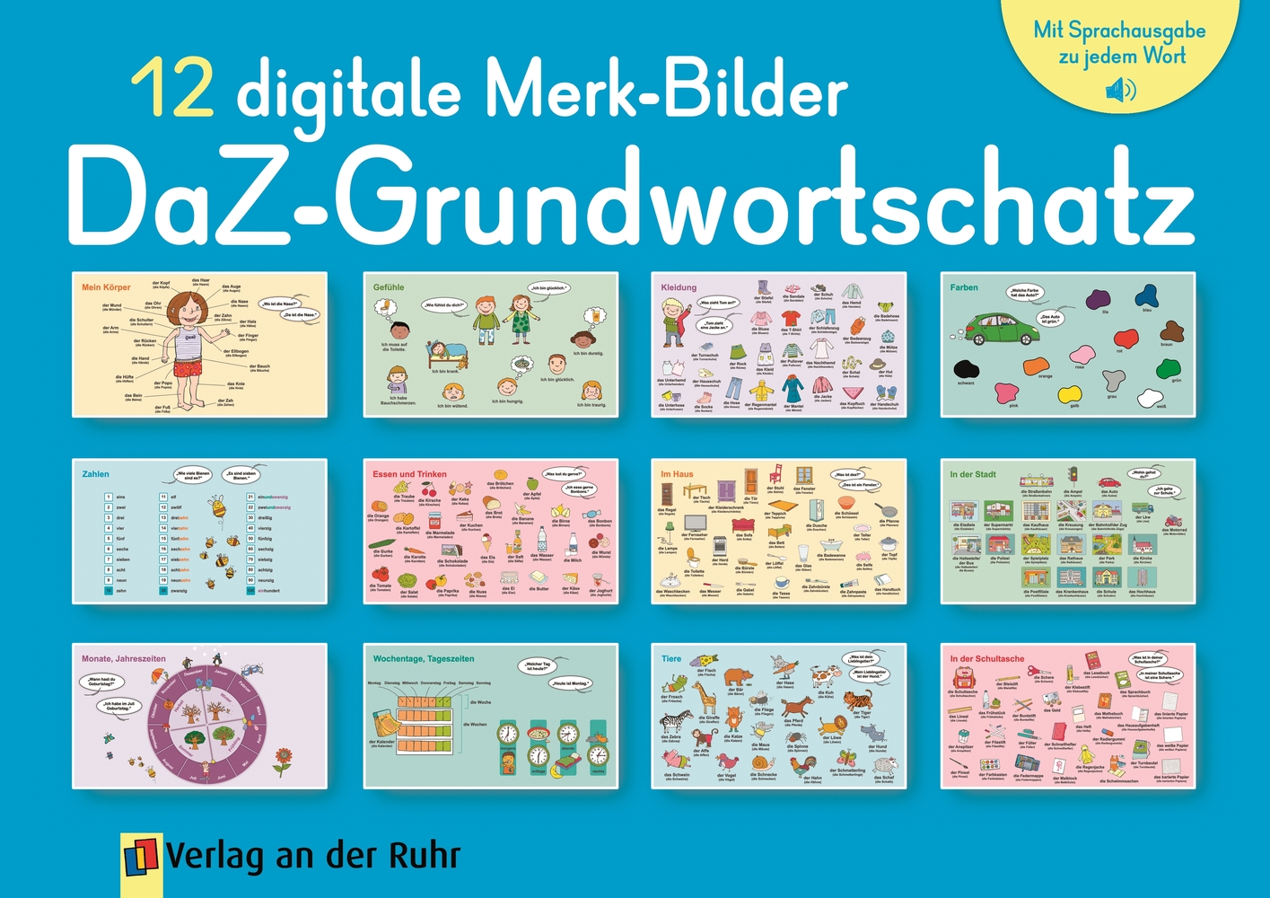 12 digitale Merk-Bilder DaZ Grundwortschatz - Premium-Lizenz - Online