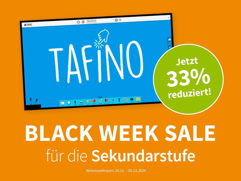 Black Week Sale - 33% Rabatt auf Tafino für die Sekundarstufe (nur für Einzellizenz)