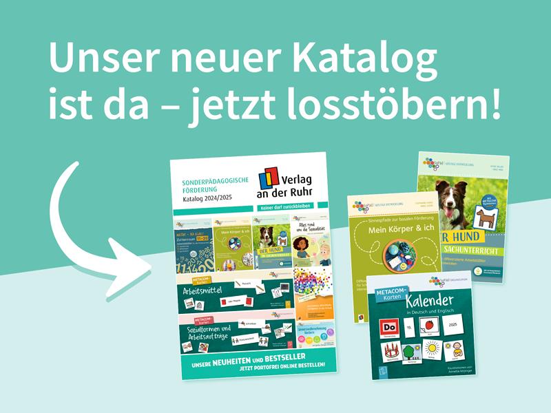 Aufforderung, im neuen Katalog zu stöbern. Darunter die Cover vom Katalog und drei Neuheiten.