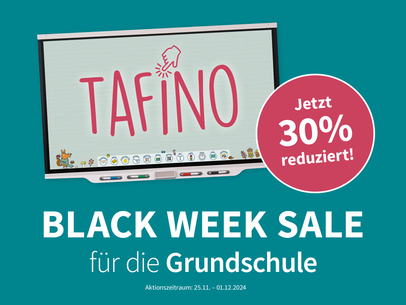 Black Week Sale - 30% Rabatt auf Tafino für die Grundschule (nur für Einzellizenz)